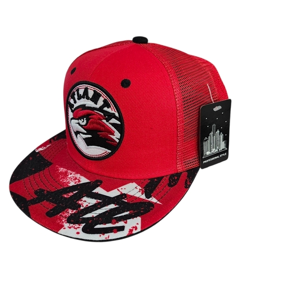 Atlanta Red Snapback Hat Mesh Trucker Cap Men's Streetwear - Picture 2 of 6